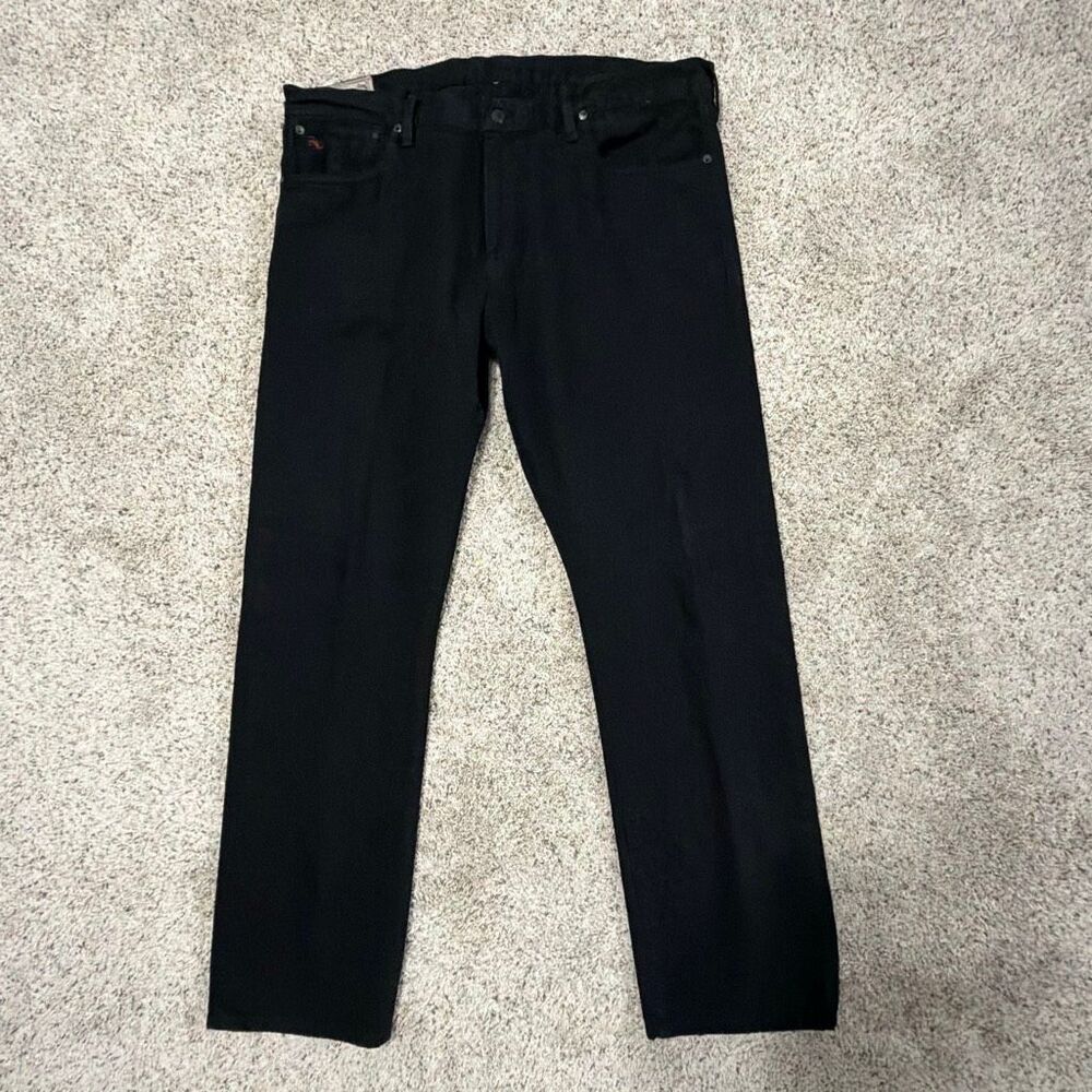 Polo Ralph Lauren Hampton Straight Black Jeans Mens 38x32 Authentic Dungarees